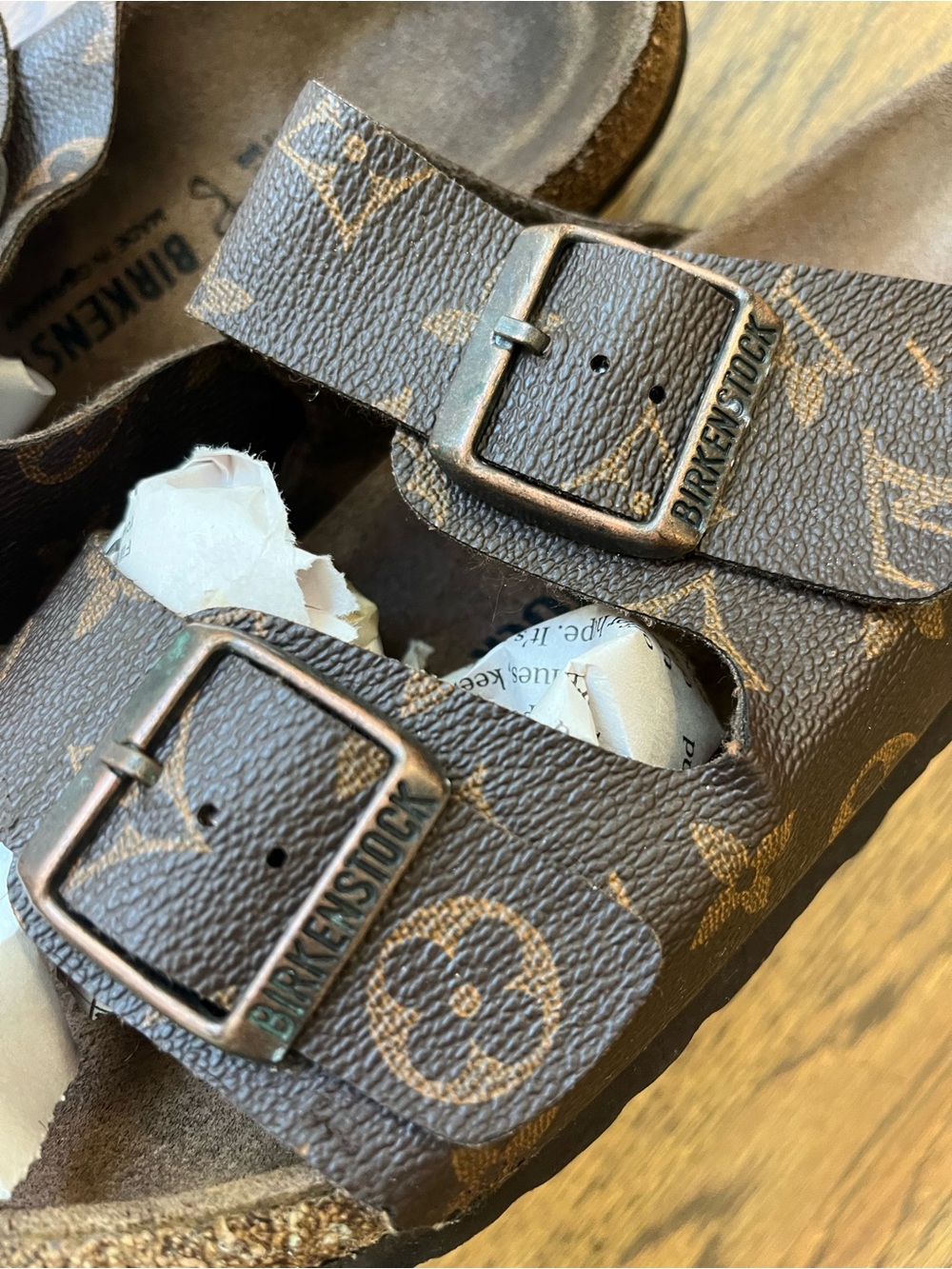 Louis Vuitton Birkenstock Monogram Double-Buckle Slide Sandals Sz 42 - Picture 4 of 11